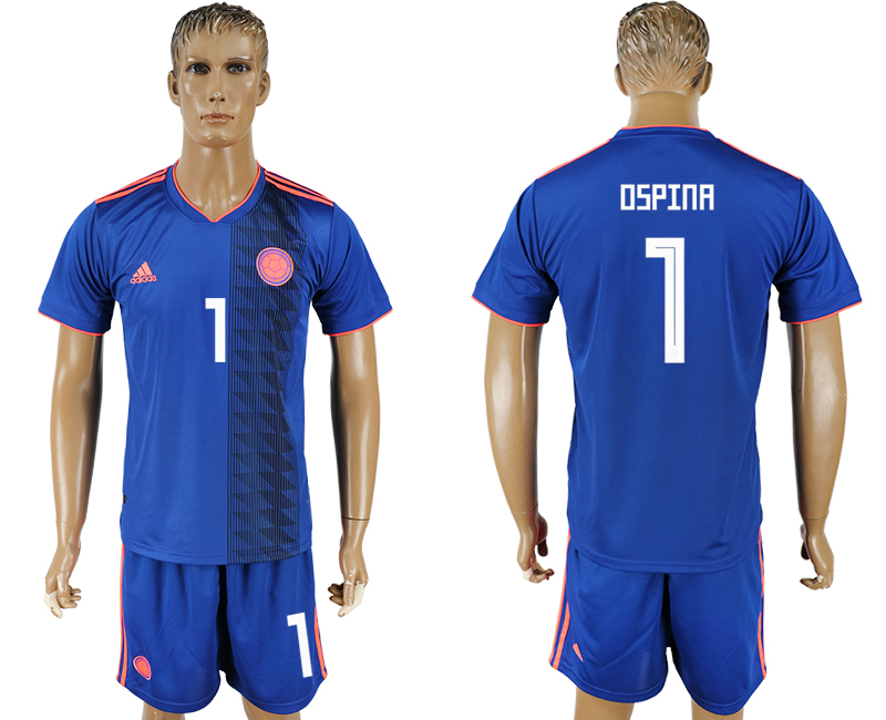 Men 2018 World Cup National Colombia away 1 blue soccer jersey